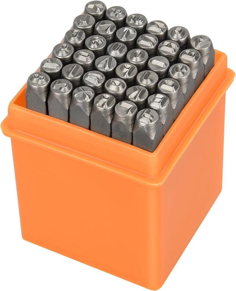 DkOvn 37pcs Metal Stamping Kit, 3mm(1/8") Number and Letter Stamp Set, Include Artistic Font Uppercase, Number Punch and Heart Design Stamp - Image 1